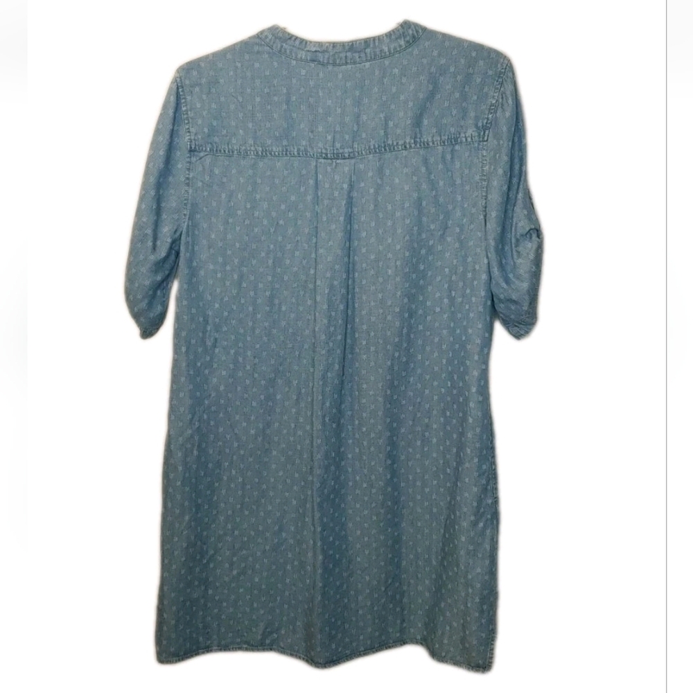 Philosophy Tunic Shirt Dress Woman Large Blue Raindrop Print Tencel Lace Up Nwt - Picture 5 of 14